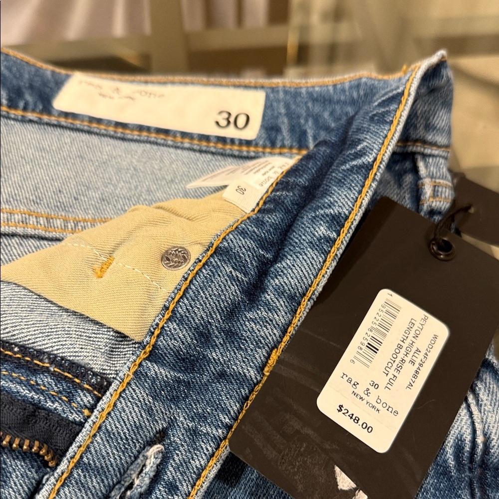 Rag & Bone High-Rise Bootcut Jeans in Blue